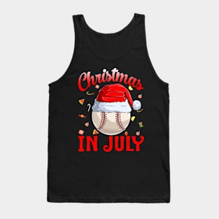 Christmas In July Baseball Santa Hat Summer Tank Top